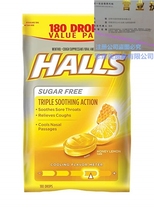 Halls Sugar-Free Cough Drops Honey Lemon 180 Count