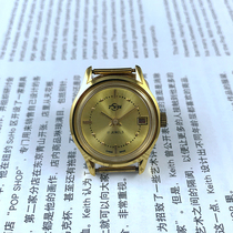 The original inventory Guangzhou watch factory Guangzhou brand yellow shell huang mian single calendar Ms. mechanical diameter of 27mm