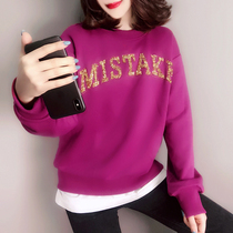 European station autumn womens clothing 2022 autumn European goods trendy ins style loose all-match letter printing pullover sweater