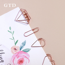 gtd rose gold creative paper clip cute girl heart shape office supplies fashion small pin paper clip box fixed buckle clothes bookmark cute safe storage
