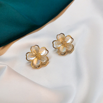 Korean Version Temperament 925 Silver Needle Shells Small Floral Earrings Personality Super Fairy Net Red Earrings Small Fresh Earrings Pendant Earrings