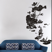 Water moon mirror flower Chinese lotus wall sticker Bedroom decoration entrance warm wall sticker background wall sticker