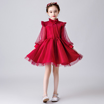 Girls birthday princess dress girls foreign air puffy gauze childrens dress dress flower childrens long sleeve piano performance autumn and winter