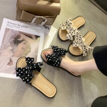 Shoes off fashion in tide hundred and sandal slippers new butterfly slippers female wearing Korean version of womens shoes flowers