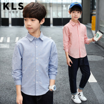 Childrens clothing children Oxford spinning shirt boy long sleeve shirt autumn clothing middle child cotton shirt boy white shirt Cotton