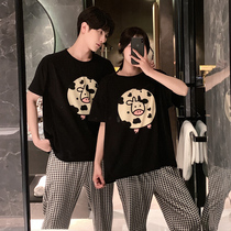 Korean cute style~EASY to wear and stylish VIRRI CIAGA PURE cotton pajamas womens summer short-sleeved couple suit
