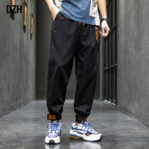 Mens Japanese pants Joker trend handsome mens pants 2021 autumn casual pants loose tie pants ankle-length pants