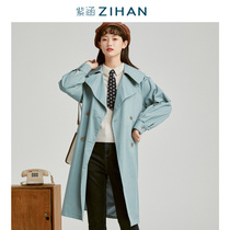 Return to the retro time Zihan Mori womens spring and autumn windbreaker coat long womens casual windbreak coat tide