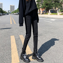 Black jeans womens spring and autumn 2021 New High waist slim high slim slim fit tight-fitting small-legged pencil pants