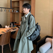 Hualun Spring and Autumn Loose Trench coat mens middle long Korean version of the student couple over the knee Korean coat jacket pie to overcome
