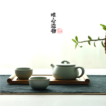 Ru kiln stone ladling Pot 1 pot 2 two two cups travel ceramic kung fu tea set office afternoon black tea