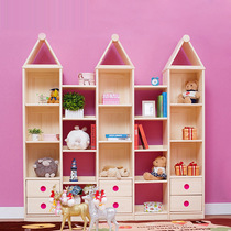Children solid wood bookshelves Home Landing Log Cabinets Toy Containing Racks With Door Shelve Students Bedroom Bookcase