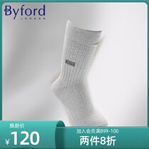 Byford Hundred Rich Century-old Brands High Support Yarn Mens Light Gentleman Cotton Knit Basket Socks Business 9007C
