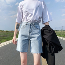 Cowboy Pants Woman 2022 New Summer Loose Bike Riding Pants Woman Outside Straight Silo Taste 50% Shorts