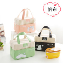 Portable padded canvas lunch box bag Japanese and Korean cartoon insulation lunch bag with lunch bag aluminum foil fresh freezer bag