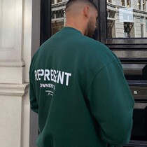 REPRESENT LETTER SMALL CROWDBOARDER HIGH STREET LOOSE Men and women Couple with the fall round collar Long sleeve necropolis