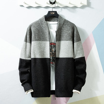 Tide brand cardigan sweater mens coat Korean knitwear long sleeve baseball collar sweater autumn clothes men handsome tide