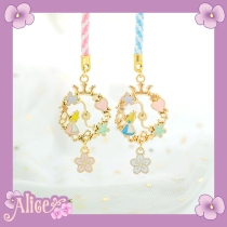 Cute girl Alice cherry blossom Rabbit mobile phone hanging chain creative hand made mobile phone pendant pendant U disk pendant cute
