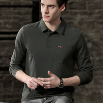 Spring and autumn long sleeves T-shirt mens pure cotton pure color casual trend sports blouses bottom T-shirt for mens clothing in autumn