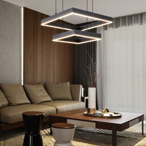 Living room chandelier 2021 new modern simple atmosphere main lamp light luxury double layer square Nordic lamp dining hall lamp