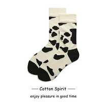 Cotton spirit autumn and winter couples dairy cow pattern socks Japanese and Korean style cute cotton socks men's and women's fashion socks