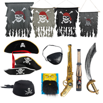 Halloween dress up childrens kindergarten Pirate hat flag skull captain equipment Knife gun weapon prop hat set