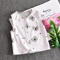 Baby double-layer waistcoat cotton baby small vest cardigan coat childrens waistcoat shoulder spring and autumn thin Korean version of the horse clip
