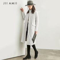 JII AMII light down jacket womens long over-the-knee 2019 winter new fashion white duck down coat jacket