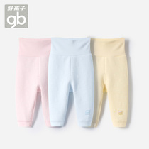 Good baby newborn pants baby autumn pants pure cotton baby high waist belly button pants open crotch childrens warm pants Q