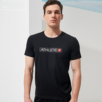 Young and middle-aged father short-sleeved T-shirt mens summer solid color middle-aged half-sleeved round neck shirt