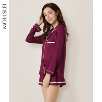 Modale sleepwear woman short sleeve spring and autumn slim down sexy long sleeve spring and summer home dress 2022 new can go out for summer