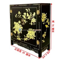 Yangzhou lacquerware neoclassical lacquer art home decoration engraved black gold 30 inch double door porch decoration shoe cabinet customization