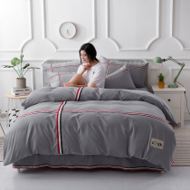 New Pint High-end Pure Cotton Kit Thickened Mill hair bed dress Bed Hood Simple Day Style Pure Grey white All cotton Four sets