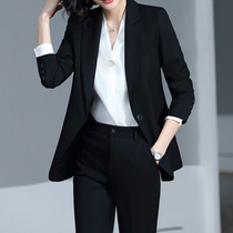 Suit jacket womens autumn and winter dress Korean fashion temperament professional wear suit to work Black small suit top