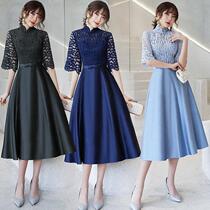 Evening Dress Dress Women 2021 New Banquet Party Elegant dignified atmosphere Blue Dinner Host Small Medium Long Model