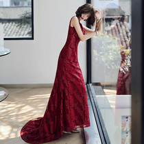 Toast Bride 2021 New Summer Wine Party Wedding Host Evening Dress Female Fish Tail