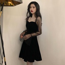 Niche misanthropic style black dress Female fairy Super fairy quality thin sweet princess dress Bar mitzvah dress student