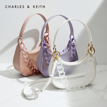 CHARLES & KEITH Frosted jelly CK2-40270685 Transparent sense of wide shoulder strap portable one shoulder armpit bag