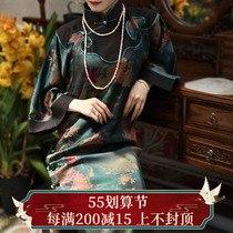 National Color Sky Fragrant-China Wind Zen Fragrant Clouds Yarn handmade Banner Silk National Wind Color Real Silk Dress