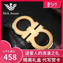 Divan Armani mens belt crocodile pattern leather pants belt young and middle-aged luxury pure cowhide business belt tide