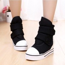 Canvas shoes high-top womens shoes inside shoes Velcro platform shoes net casual shoes spring and summer