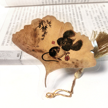 12 Chinese zodiac rat ginkgo leaf specimen bookmarks literary birthday to send male girlfriend Mid-Autumn Festival gift