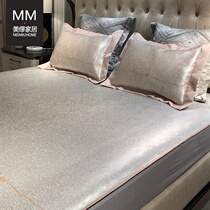 Washable thickened jacquard ice silk cool mat three sets summer air conditioning mesh bed hat 1 8m 1 5m Foldable