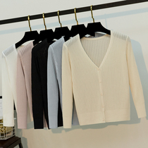 Small summer sunscreen cardigan with suspender skirt ice silk knitted hollow shawl air-conditioned shirt ice Jacket Women