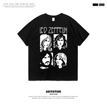 Led Zeppelin print T-shirt unisex led zeppelin loose cotton round neck short sleeve European and American rock