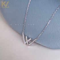 W letter sterling silver necklace female light luxury niche design sense choker ins simple temperament tide Net red pendant jewelry