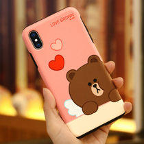  friends brown bear couple protective cover Apple xmax mobile phone case lineiPhonexr double layer cute x