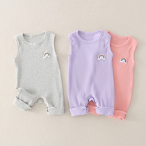 Newborn baby clothes summer cotton vest jumpsuit 0-6-9 months baby ha clothes climbing clothes summer thin