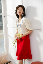 Original 388 12 limited- 12 day special price 220 ~ trendy display slim large turning embroidered true silk short sleeve blouse MA431