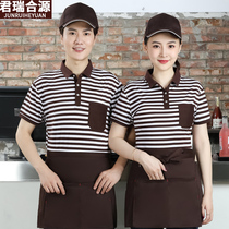 Café Catering Waiters Overalls Short-sleeved Womens Western Pastry Milk Tea Shop Hot Pot Shop Hot Pot Shop T-Shirt Summer
